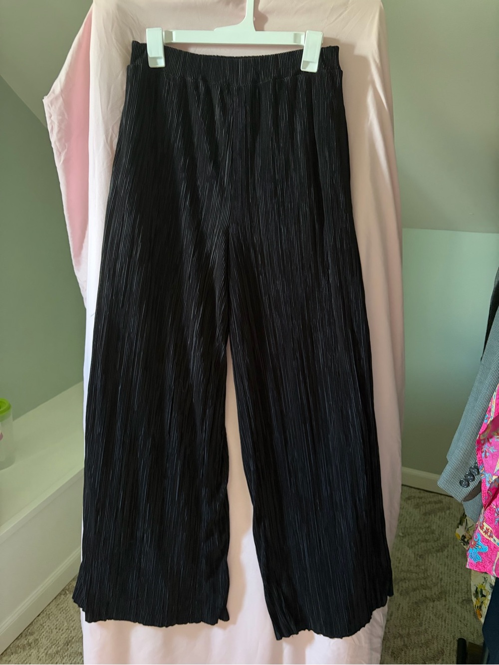 Banana Republic Black Pleated Metallic Wide-Leg Pants size small